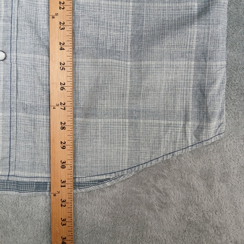 Harley Davidson Western Shirt Mens L Grey Plaid Pearl Snap 100% Cotton - Picture 7 of 10